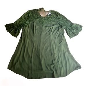 GRAZIA | Green Lace Flutter Sleeve Dress | 18